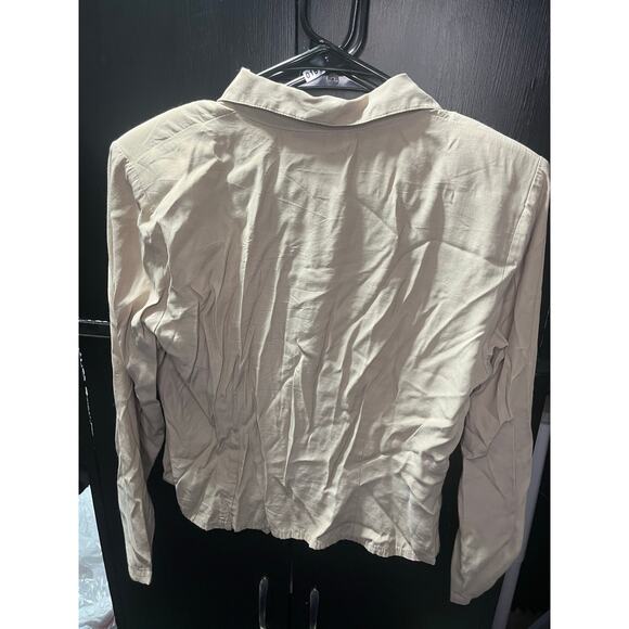 Vintage Impressions of California Taupe Button Down Blouse Long Sleeve - Picture 3 of 3